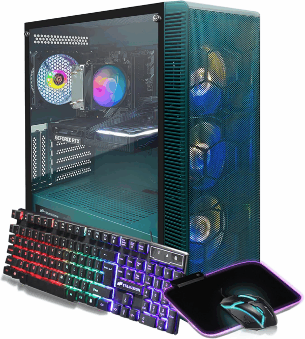 Gaming PC Desktop, Geforce RTX 3060 Ti 8G, AMD Ryzen 7 5700X up to 4.6G, 32G DDR4, 1T SSD, 600M Wifi, BT 5.0, RGB Fan X 4, Windows 11 Home