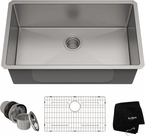 Standart Pro 30 -Inch Undermount Single Bowl 16 Gauge Stainless Steel Kitchen Sink, KHU100-30
