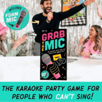 Official Grab the Mic – Family Karaoke Game, 8+ Year Olds, 2-10 Players - Board Game for Bad Singers with 250 Lyrics (125 Cards) for Hilarious Game Nights & Birthday Party, Kids Gift - Image 2