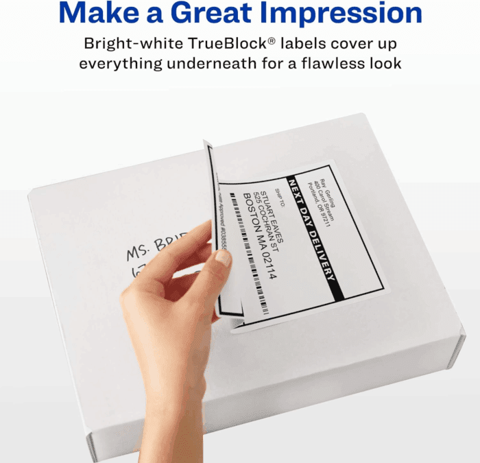 Printable Shipping Labels with Sure Feed, 3-1/3" X 4", White, 600 Blank Mailing Labels for Laser Printers (5164) - Image 3