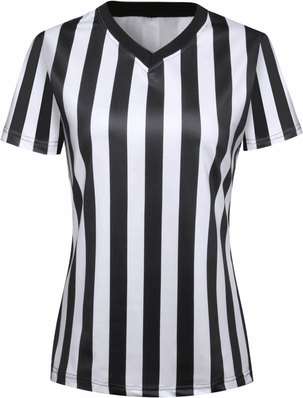 Referee Shirt Womens Ref Jersey Black and White Stripe Uniform for Basketball Football Soccer Halloween Costume - Image 3