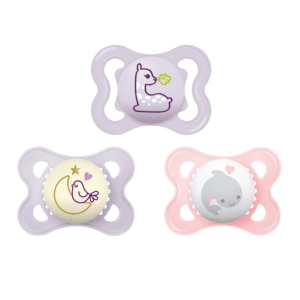 Variety Pack Baby Pacifier, Includes 3 Types of Pacifiers, Nipple Shape Helps Promote Healthy Oral Development, 3 Pack, 0-6 Months, Girl