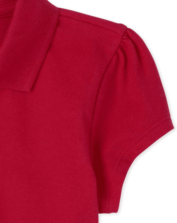 Girls' Short Sleeve Ruffle Pique Polo - Image 3