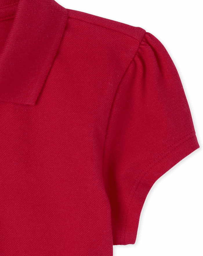 Girls' Short Sleeve Ruffle Pique Polo - Image 3