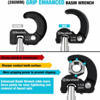 11" Basin Wrench, Sink Wrench, Adjustable Tap Nut Spanner Basin Spanner, Capacity of 3/8" to 1-1/4" for Fixing Back and Union Nuts under Sink - Image 2