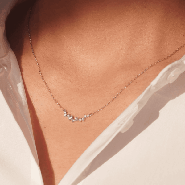 CZ Diamond Necklace for Women Dainty Square Cubic Zirconia Splints Solitaire Pendant Necklace for Women 14Kgold/Silver Plated Different Width Square CZ Pendant Necklaces Simulated Diamond Bridesmaid Jewelry for Women - Image 3