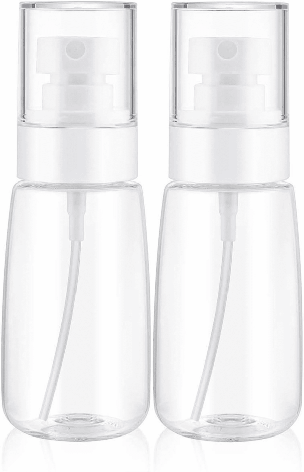 Spray Water Bottle Hair Mister, Fine Mist Stylist Sprayers 360 Empty Small Misting Spritzer, Perfume Atomizer with Pump Clear Containers 2Pcs/2Oz