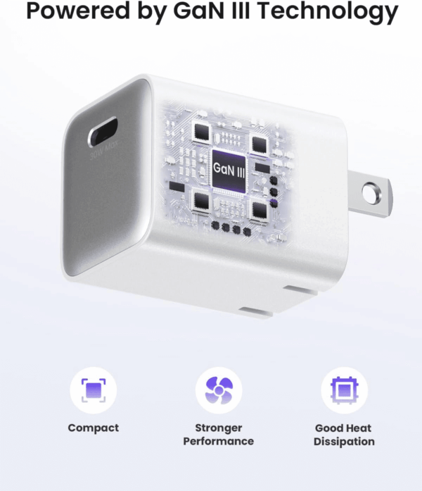30W Fast Wall Charger, USB C Charge Block with Gan III Tech, PD3.0 PPS Foldable Charger for Iphone 16/15 and More Series, Galaxy, Ipad, Compatible with Magsafe (1 Pack) - Image 3