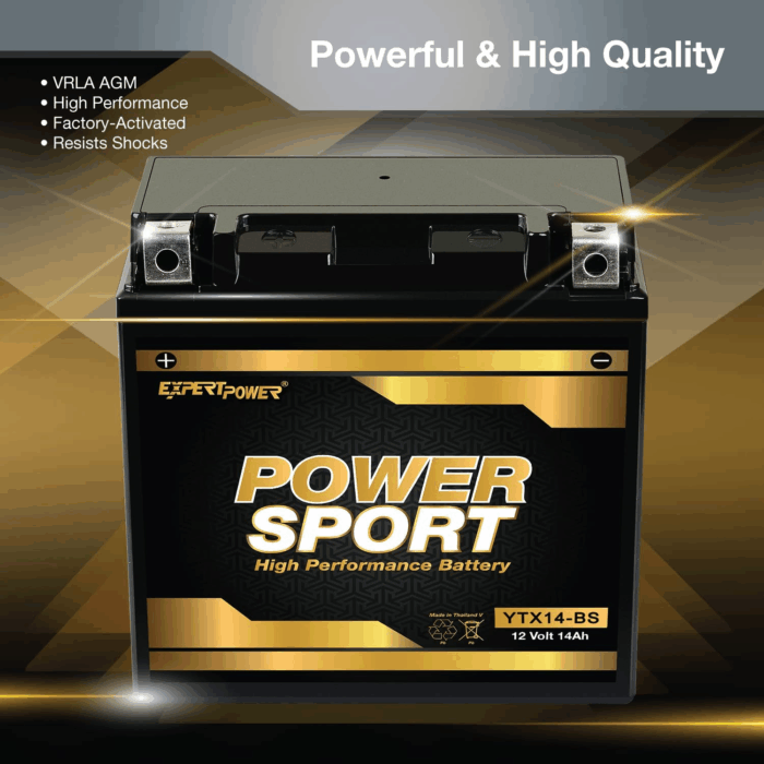 ETX14-BS 12V14Ah YTX14-BS Replacement (12V 14Ah Sealed) Maintenance Free Battery - Image 4