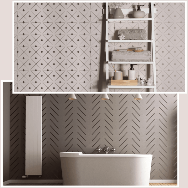 9 Pieces 12 X 12 Inch Geometric Wall Stencils Herringbone Geometric Wall Templates Painting Stencils Reusable Art Modern Tile Stencil for Painting on Walls Floor Canvas Wood Furniture - Image 5