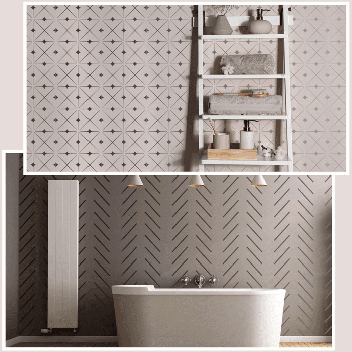 9 Pieces 12 X 12 Inch Geometric Wall Stencils Herringbone Geometric Wall Templates Painting Stencils Reusable Art Modern Tile Stencil for Painting on Walls Floor Canvas Wood Furniture - Image 5