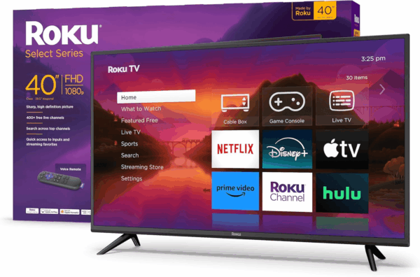 Smart TV – 40-Inch Select Series 1080P Full HD tv with  Voice Remote, Bright Picture, Customizable Home Screen – Live Local News, Sports, Gaming