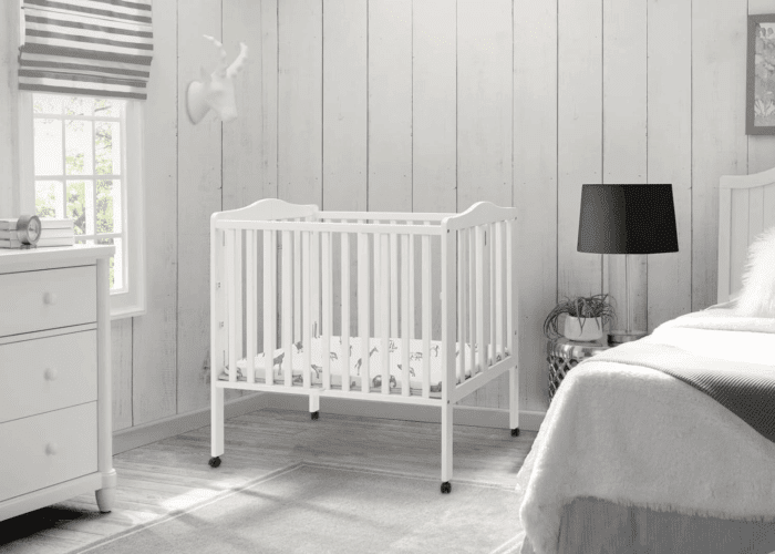 Folding Portable Mini Baby Crib with 1.5-Inch Mattress - Greenguard Gold Certified, White - Image 8