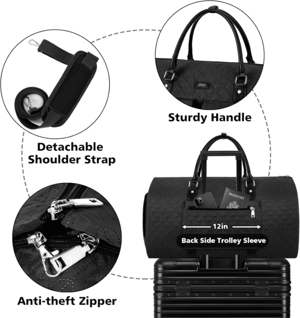 Garment Bag for Travel with Toiletry Bag Convertible Carry on Weekender Bag Large Travel Duffel Bags for Women 2 in 1 Hanging Suitcase Suit Travel Bags for Women & Men 3Pcs Set (G-Black) - Image 3