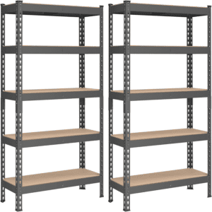 5-Tier Storage Shelves, Set of 2 Garage Storage, Boltless Assembly, Adjustable Shelving Units, 11.8 X 29.5 X 59.1 Inches, Load 1929 Lb Each, Shed Warehouse Basement, Gray UGLR300G02