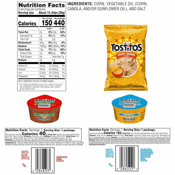 Tortilla Chips Chip & Salsa Pack, 3Oz  Crispy Rounds & 3.8Oz Medium Salsa (16 Count) - Image 7