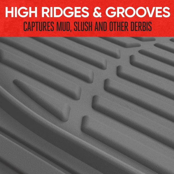 2 Piece Front Car Floor Mats- Gray Flextough Contour Liners-Deep Dish Heavy Duty Rubber Floor Mats for Car SUV Truck & Van-All Weather Protection, Universal Trim to Fit - Image 3