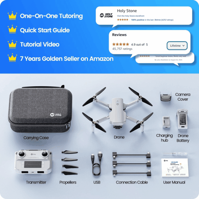 HS360E GPS EIS Drones with Camera for Adults 4K, 249G FAA Compliant Lightweight Foldable FPV RC Quadcopter Drone with 1200W Sensor, 20000Ft Range, Auto Return, Follow Me, Upgraded HS360S - Image 9