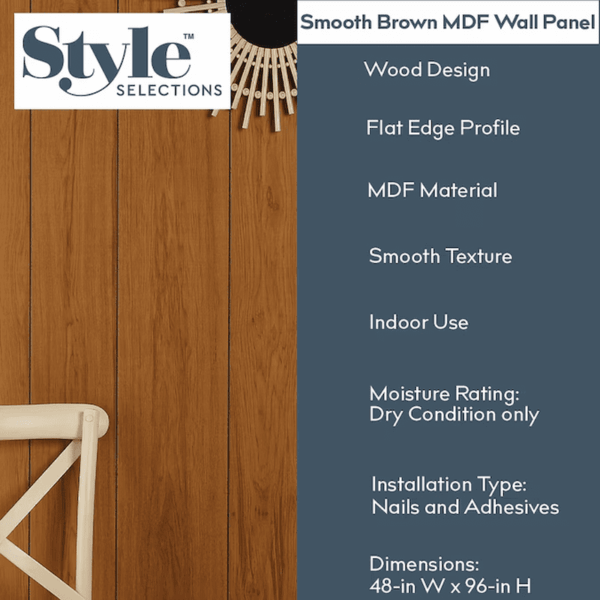 48-In X 96-In Smooth Brown MDF Wall Panel Wood - Image 2