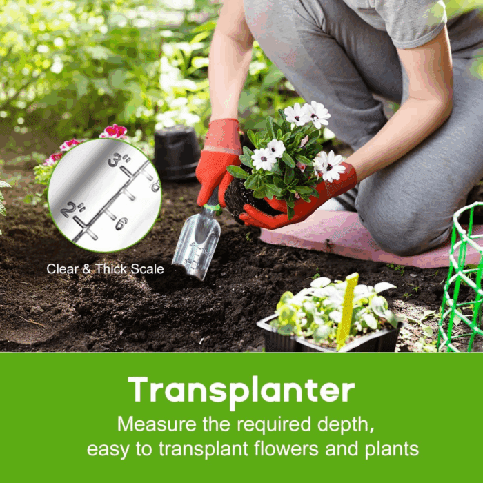 Garden Tool Set, 3 Pack Aluminum Heavy Duty Gardening Kit Includes Hand Trowel, Transplant Trowel and Cultivator Hand Rake with Soft Rubberized Non-Slip Ergonomic Handle, Garden Gifts - Image 4