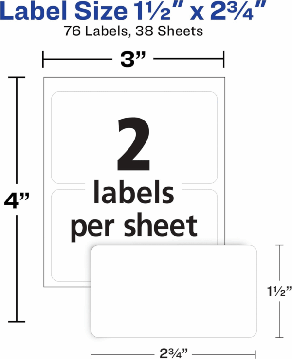 Multi-Use Permanent Labels, 1.5" X 2.75", White, Non-Printable, 76 Blank Labels Total (6117) - Image 4