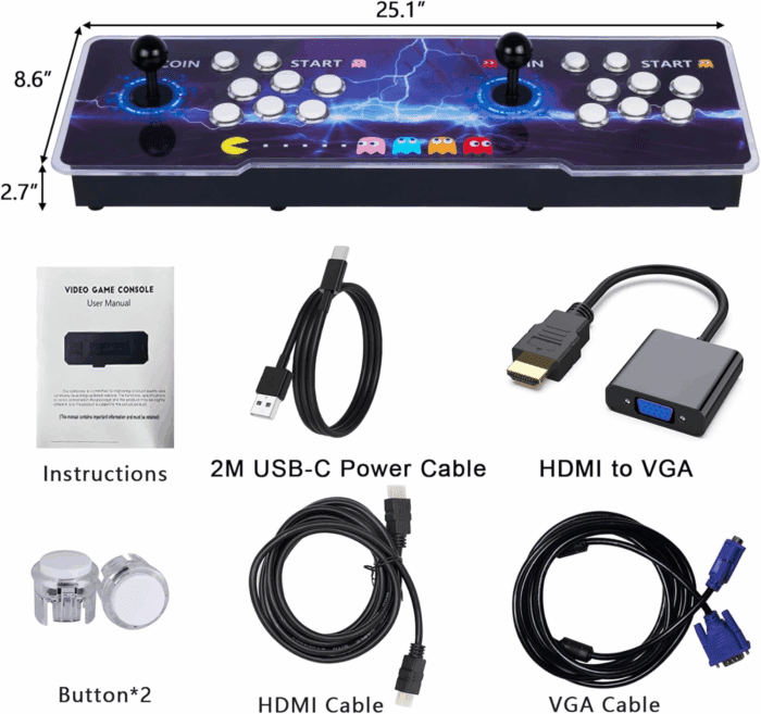 50000 in 1 Pandoras Box Ultra Arcade Game Console , Retro Game Machine for PC & Projector & 4K TV, 3D Games, Search/Save/Load/Pause Games, 1280X720,256G TF, USB-C Charging,Built-In Speaker - Image 3