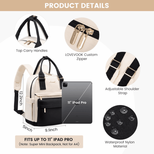 Mini Backpack for Women Stylish Waterproof Backpack Purse with USB Port, Cute Bookbag for College School Travel - Image 4
