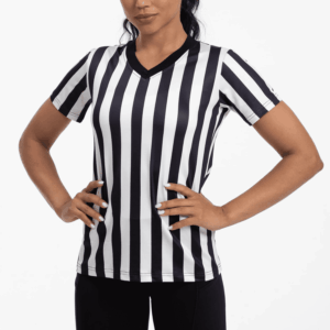 Referee Shirt Womens Ref Jersey Black and White Stripe Uniform for Basketball Football Soccer Halloween Costume