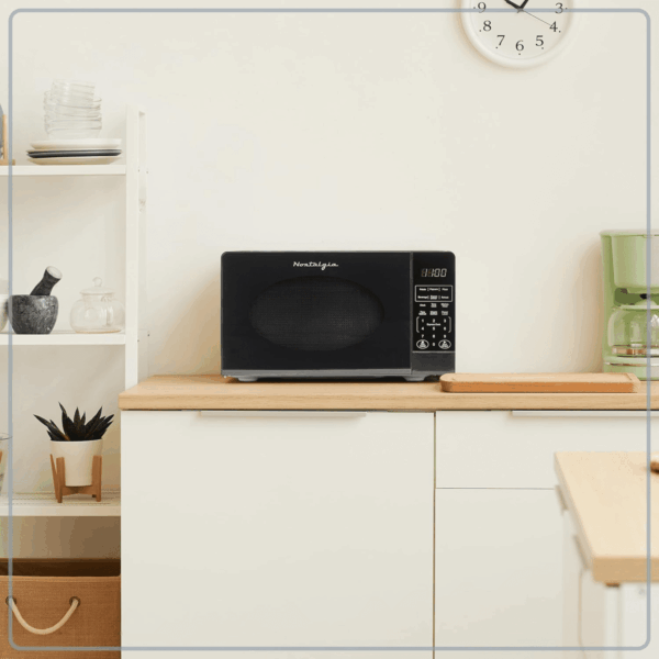 Modern Retro Countertop Microwave Oven - 700-Watt - 0.7 Cu Ft - 12 Pre-Programmed Cooking Settings - Digital Clock - Kitchen Appliances - Black - Image 6