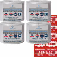 Bubble Cushioning Wrap 700 Ft² (2 Rolls of 350 or 4 Rolls of 175 Ft X 12" Wide) - 3/16" Small Bubble - Perforated Every 12''- with 10 Fragile Stickers by