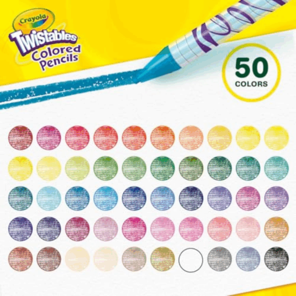 Twistables Colored Pencil Set (50Ct), Kids Easter Basket Essentials & Stuffers, No Sharpen Colored Pencils for Kids, Coloring Book Pencils, 4+ - Image 4