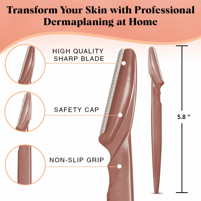 Dermaplaning Tool - Face Razors for Women and Men, Eyebrow Trimmer and Face Shaver, Facial Hair Removal, Facial Razors for Women and Men, Dermaplane Razor - 12Pc, Terracotta - Image 3