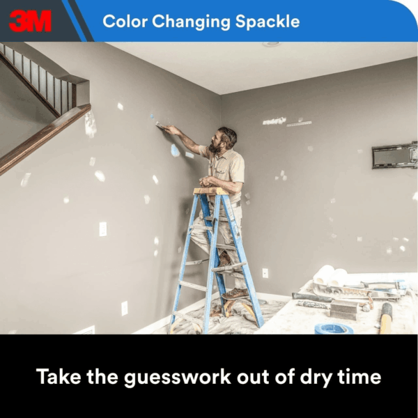 High Strength Spackling Compound 12 Oz. and Putty Knife, Color Changing, Applies Blue, Dries White, Ideal for Use on Drywall, Plaster, Stoccu and Wood, Easy Interior and Exterior Repairs (CC-SIOC) - Image 4
