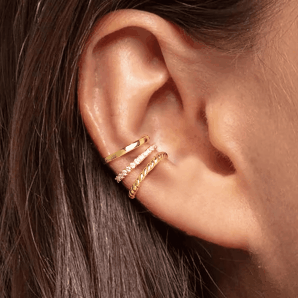 Gold Ear Cuffs Earrings for Women Non Piercing - Clip on Cartilage Earrings Dainty 14K Gold Sterling Silver Plated Cubic Zirconia Huggie Hoop Earring for Women No Tarnish Trendy Jewelry Set - Image 3