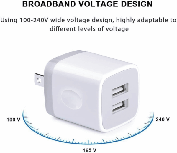 USB Wall Charger,  2Pack Dual Port 2.1Amp Fast Brick Base Adapter Charging Block Charger Cube Plug Box for Iphone 16E 16 Pro Max 15 14 13 12 11 Pro X 6 6S 7 8 Plus, Ipad, Samsung, Android - Image 2