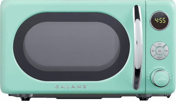 GLCMKA07GNR-07 Retro Microwave Oven, LED Lighting, Pull Handle Design, Child Lock, Surf Green, 0.7 Cu Ft