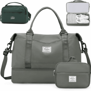 Weekender Bags for Women,Personal Item Travel Bag with Shoes Compartment,Overnight Travel Duffel Bag,Gym Bag,3 Pcs Set