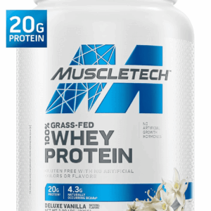 Grass-Fed Whey Protein Powder (Deluxe Vanilla, 1.8LB) - Whey Protein Smoothie & Milk Shake Mix Supports Muscle Gain & Recovery - 20G of Whey Protein for Women & Men - Non-Gmo & Gluten-Free