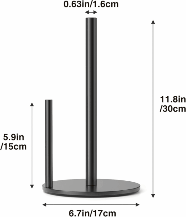 Paper Towel Holder Black Kitchen Roll Holder, Premium Stainless Steel Paper Towel Holder for Kitchen Roll Organize, Countertop Roll Dispenser with Weighted Base - Image 5