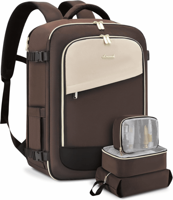 Travel Backpack for Women, 40L Carry on Backpack Flight Approved, Large Personal Item Bag Fits 17 Inch Laptop, TSA Approved Luggage with 3 Packing Cubes,Waterproof Weekender Gym Essentials