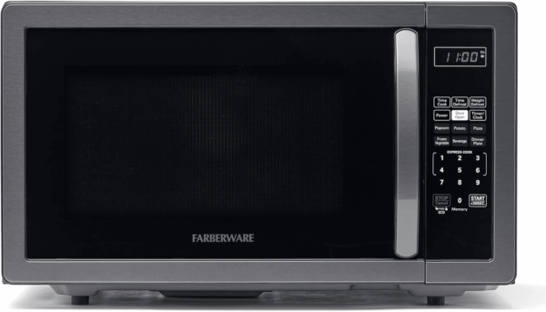 Countertop Microwave 1000 Watts, 1.1 Cu Ft - Microwave Oven with LED Lighting and Child Lock - Perfect for Apartments and Dorms - Easy Clean Black Stainless Steel