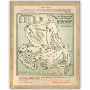 Framed Vintage Augusta National Wall Art Course Map 1954 Golf Decor - Golf Poster Map Golf Wall Art for Office & Home - Master Augusta Golf Course - 11X14 Print for Golfers - Masters Wall Art