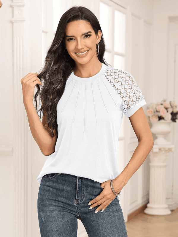 Womens Summer Tops Spring Shirts Trendy Vacation Outfits Short Sleeve Business Tshirts Fashion Casual Blouses - Image 3