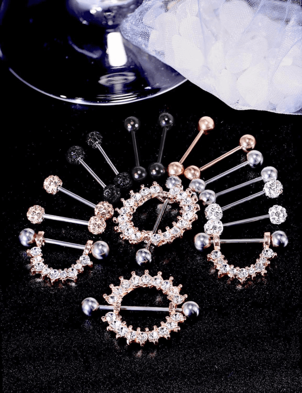 12-16Pcs 16G 14G Surgical Steel Tongue Ring Nipple Shield Barbell Ring Bar Nipplerings Body Piercing Jewelry for Women Men - Image 3