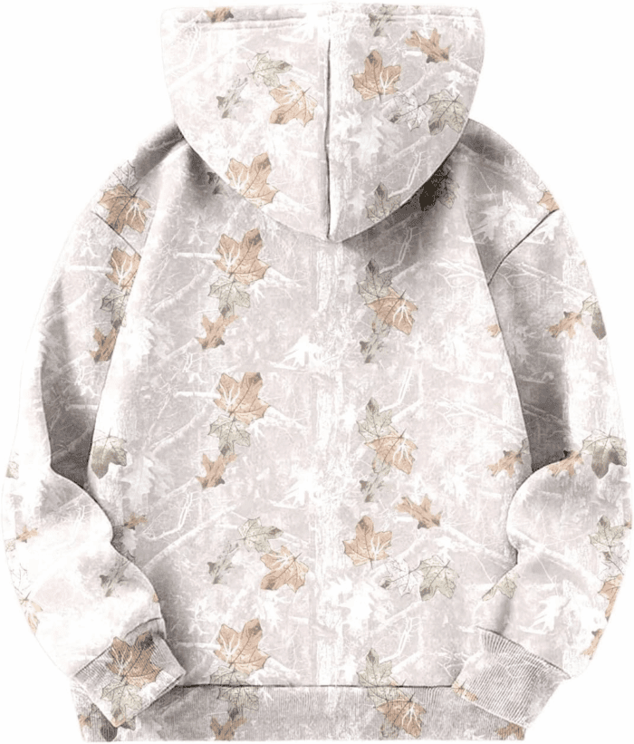 Camo Hoodies for Teen Girls Cute Sweatshirt Maple Leaf Print Oversized Fleece Sweatshirts Pullover Tops with Pocket - Image 4