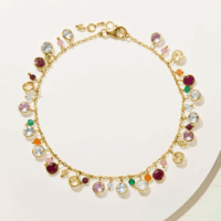 13.50 Ct. T.W. Multi-Gemstone Drop Anklet in 18Kt Gold over Sterling. 9 Inches - Image 4