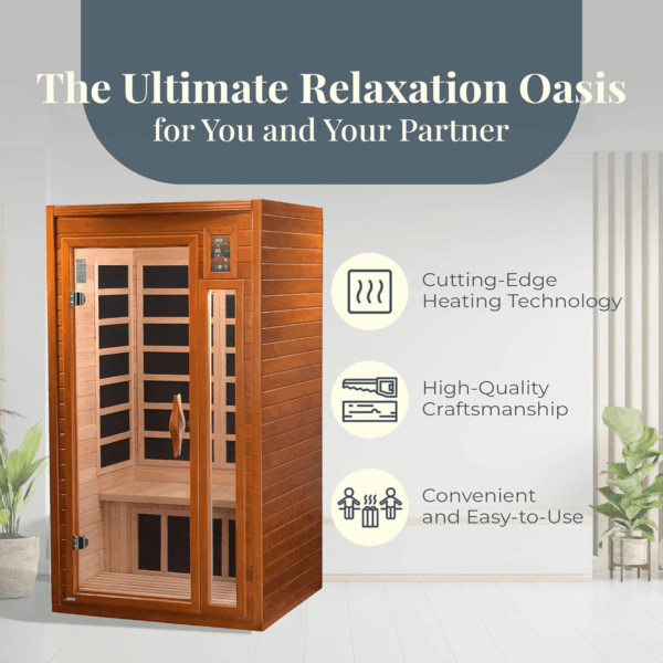 2-Person Home Sauna with Infrared Lighting and Integrated Speakers, Barcelona - Personal Indoor Luxury Spa for House and Gym - Image 2