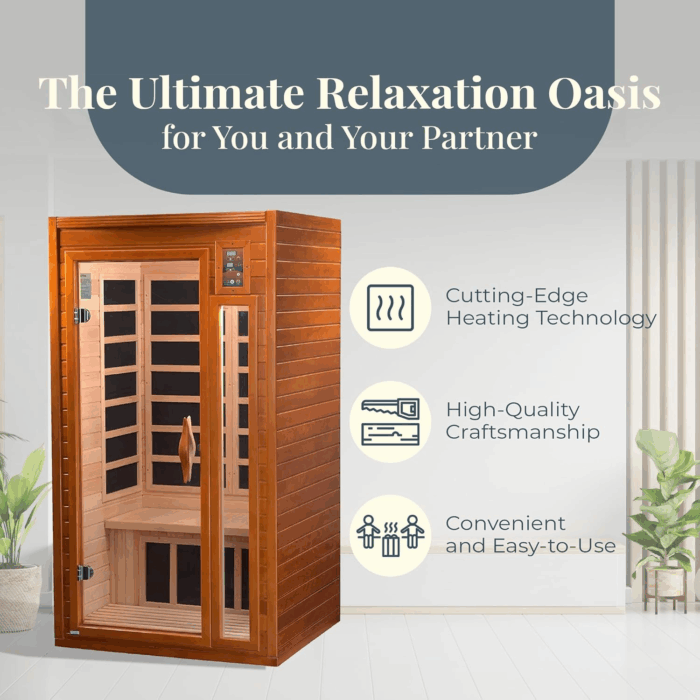 2-Person Home Sauna with Infrared Lighting and Integrated Speakers, Barcelona - Personal Indoor Luxury Spa for House and Gym - Image 2