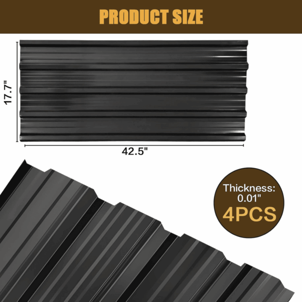 18Pcs Galvanized Steel Roof Panels,L42.52×W17.72 Inch Metal Roofing Panels,Corrugated Tin Roofing Panels with Screw Resistant Suitable for Garages,Sheds,Stables and Mobile Homes - Image 3