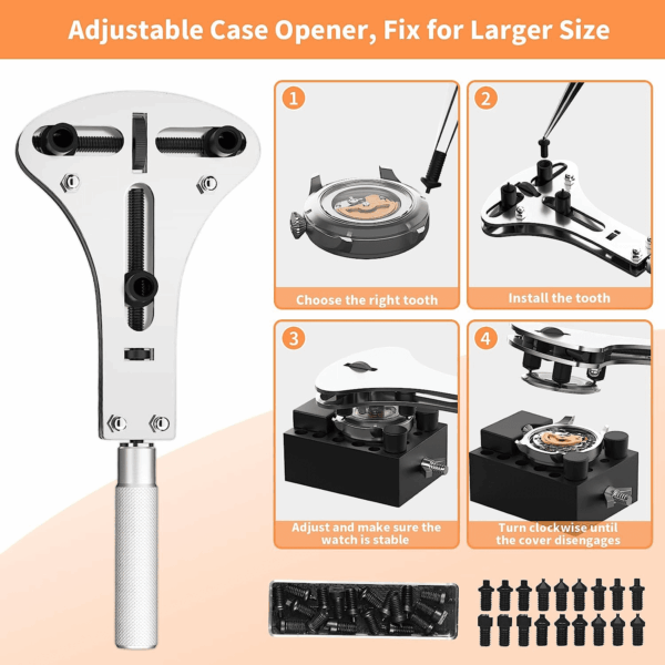 Watch Link Removal Kit,  Watch Repair Kit, Watch Case Opener Spring Bar Tools, Watch Battery Replacement Tool Kit, Watch Band Link Pin Tool Set with Carrying Case and Instruction Manual - Image 2